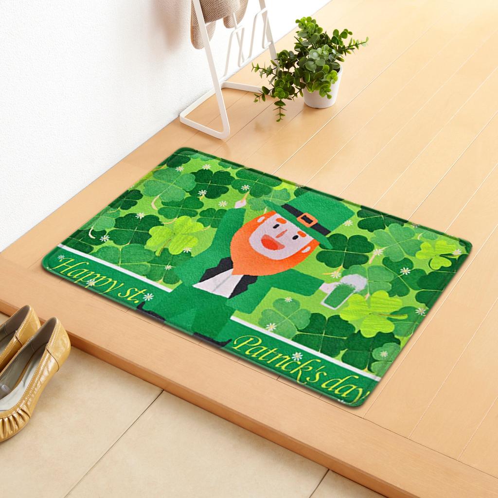 Irish Door Mat St. Patrick'S Day Absorbent Floor Mat Bedroom Shamrock Non-Slip Carpet