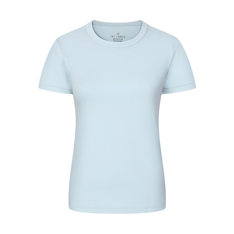 Reines Baumwoll-Kurzarm-T-Shirt für Damen Neues Lässiges Taillenbetontes Halbarm-Damen
