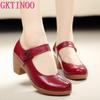 Fashion GKTINOO Spring Autumn Shoes Woman 2025 Genuine Leather Women Pumps Lady Leather Round Toe Platform Shallow Mouth Shoe Size 32-42