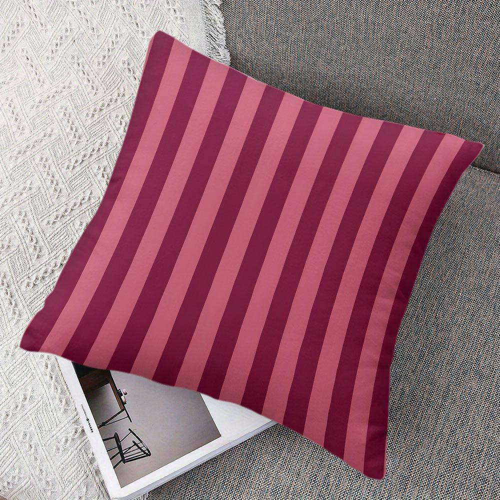 Burgundy Rose Stripe Square Jacquard Pillow Cover for Sofa Office Waist Cushion Cover Home Decorative Pillowcase