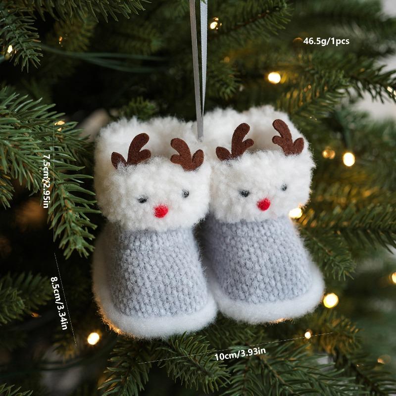 Red Fabric Small Boots Pendant Christmas Ornament Christmas Eve Gift Christmas Tree Car Pendant Decoration
