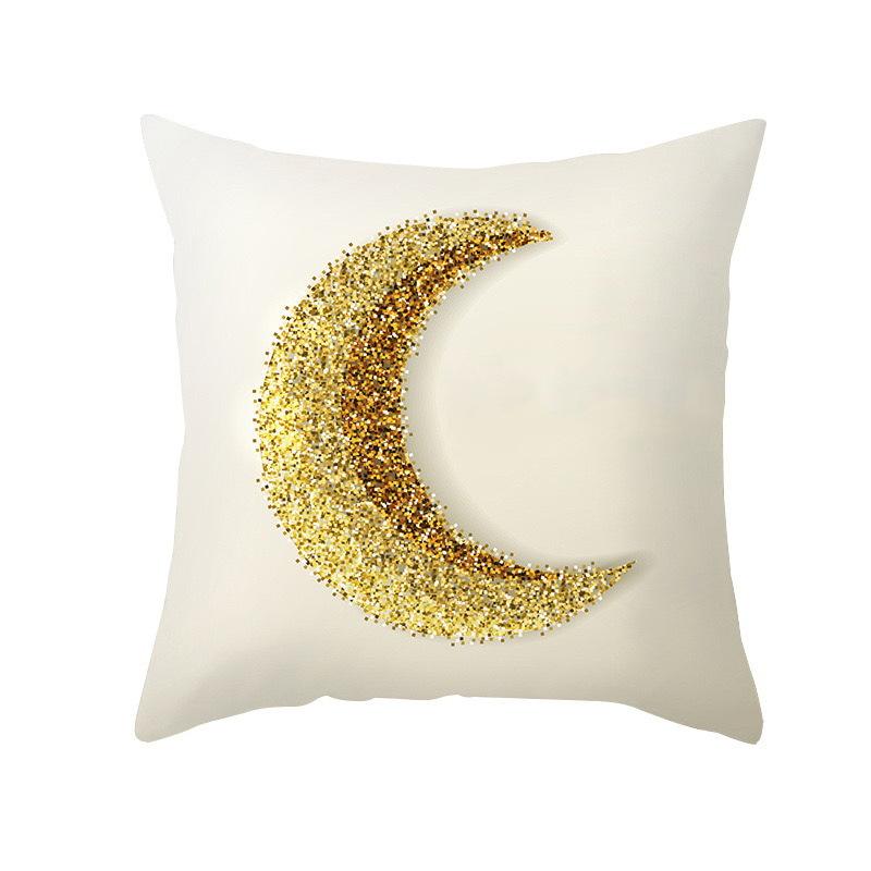 Golden Moon Series Throw Pillow Covers With Digital Printing Of Short Plush Fabric Car-Shaped Sofa Cushion For Office Home Decor