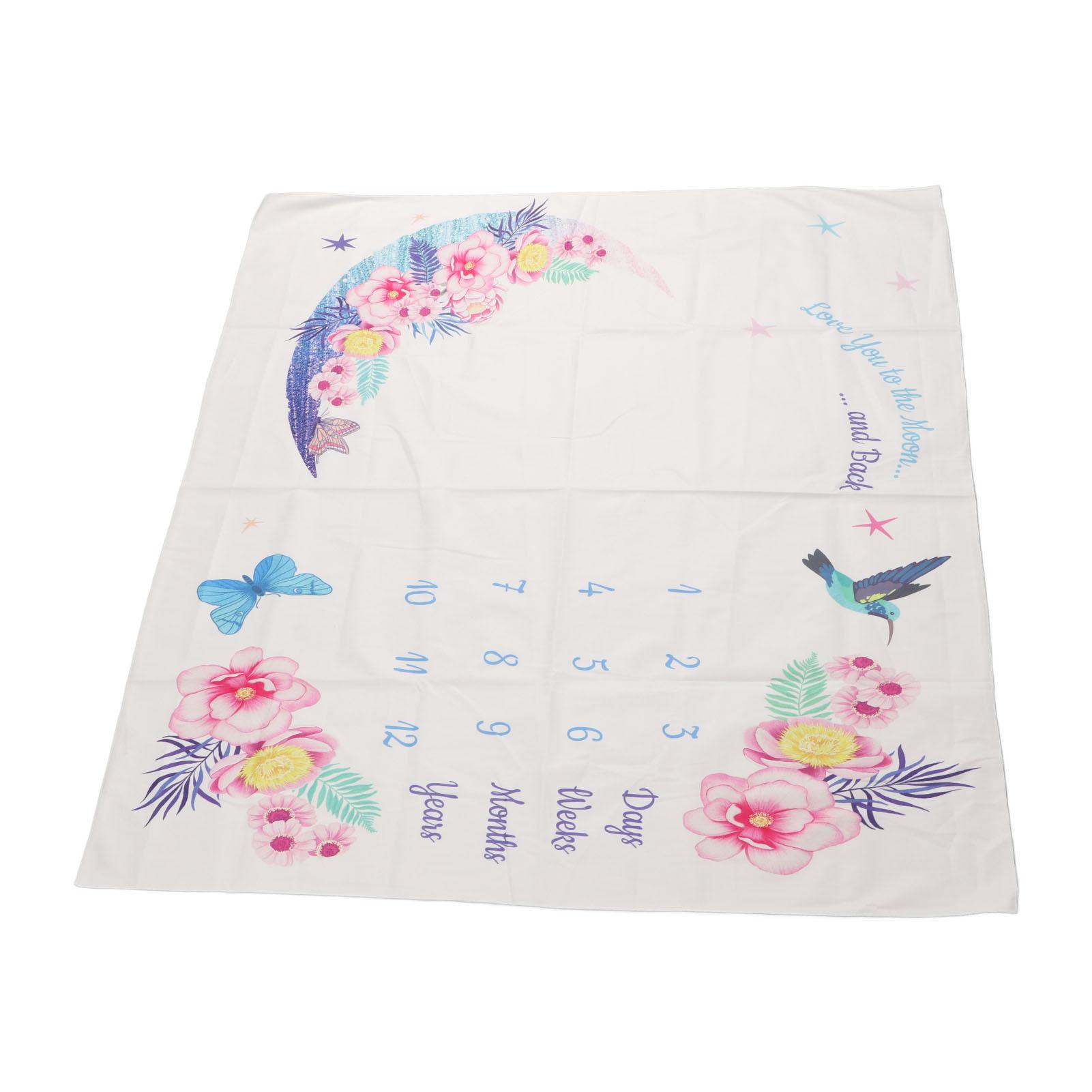 

Детский плед для особых моментов Прибл. 39,4 дюйма в ширину Стиль цветы птицы Календарь первого года Детский плед для особых моментов