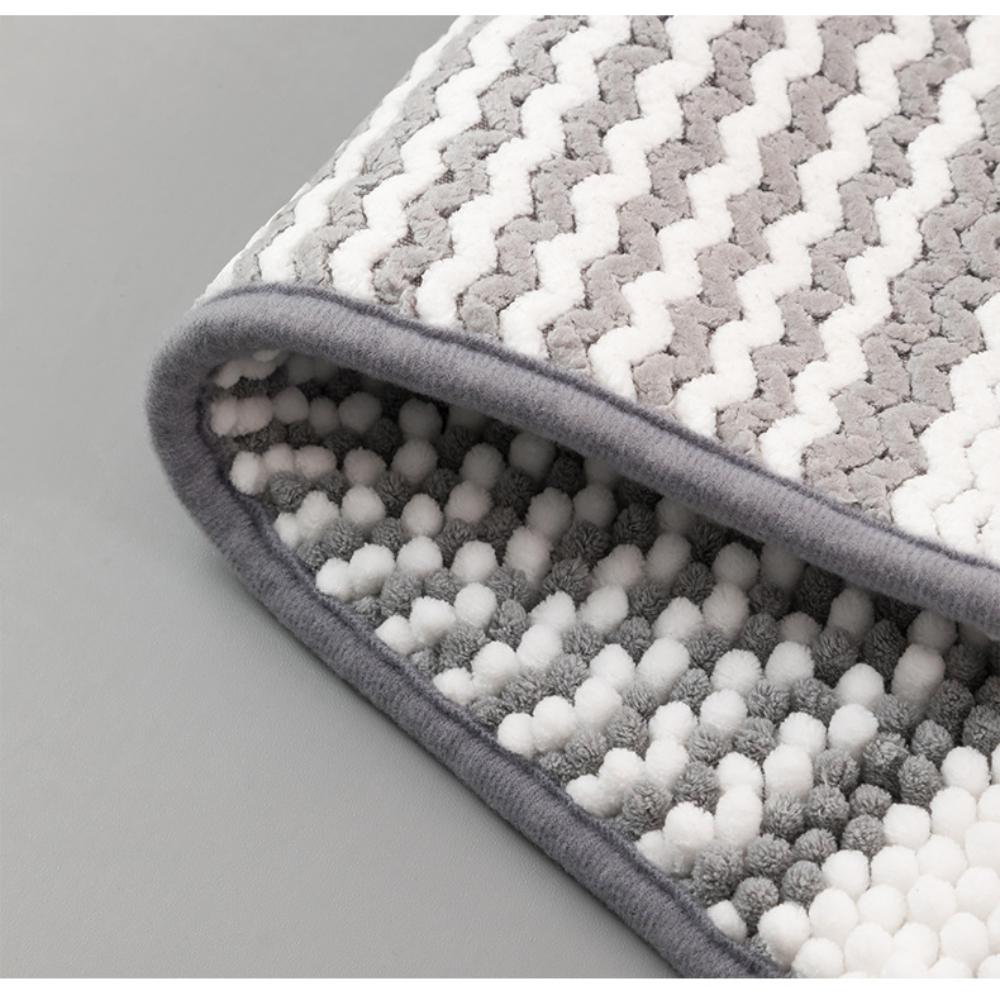 Bicolor Cationic Chenille Bathroom Cashmere Mat Bath Non-slip Carpets In Wash Basin Bathtub Side Floor Rug Shower Room Doormat Memory Foam 3D Pad