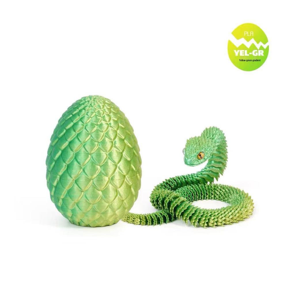 3D Printed Viper Egg Set: Articulated Small Snake Figurine Desktop Ornament Toy for Children