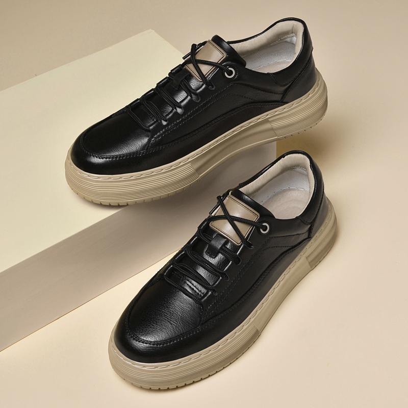 Fashion Handmade Men's Flats Lace-Up Mens Stylish Sneakers High Quality Men Casual Shoes Genuine Leather Non-Slip Walking Footwear Men