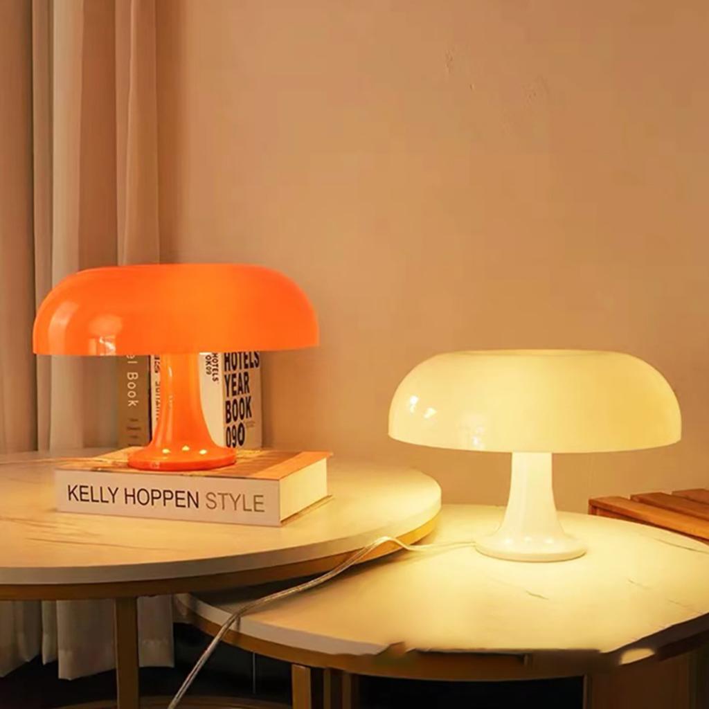 Neue stilvolle, moderne, klassische dänische Bauhaus Designer dekorative Pilz orange Tischlampe - Perfekt für Schlafzimmer oder Nachttisch Ta