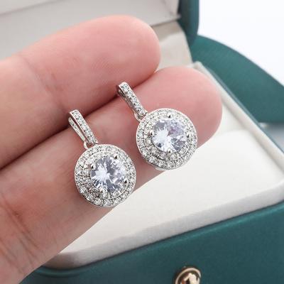 Elegant Ladies Earrings Retro Round Full Diamond Temperament Simple Earrings Party Party Jewelry Earrings for Women