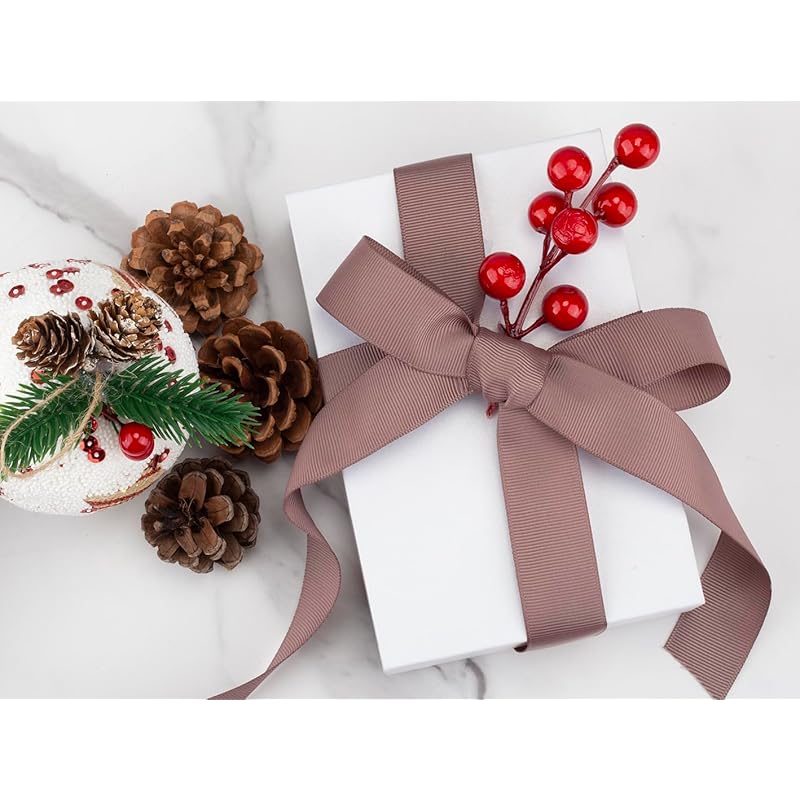 [Tekdeere]Width 6mm Solid Chocolate Chip Grosgrain Ribbon, Perfect for Gift Wrapping, Sewing, Hair Accessories, Wedding Decorations - 91m/roll