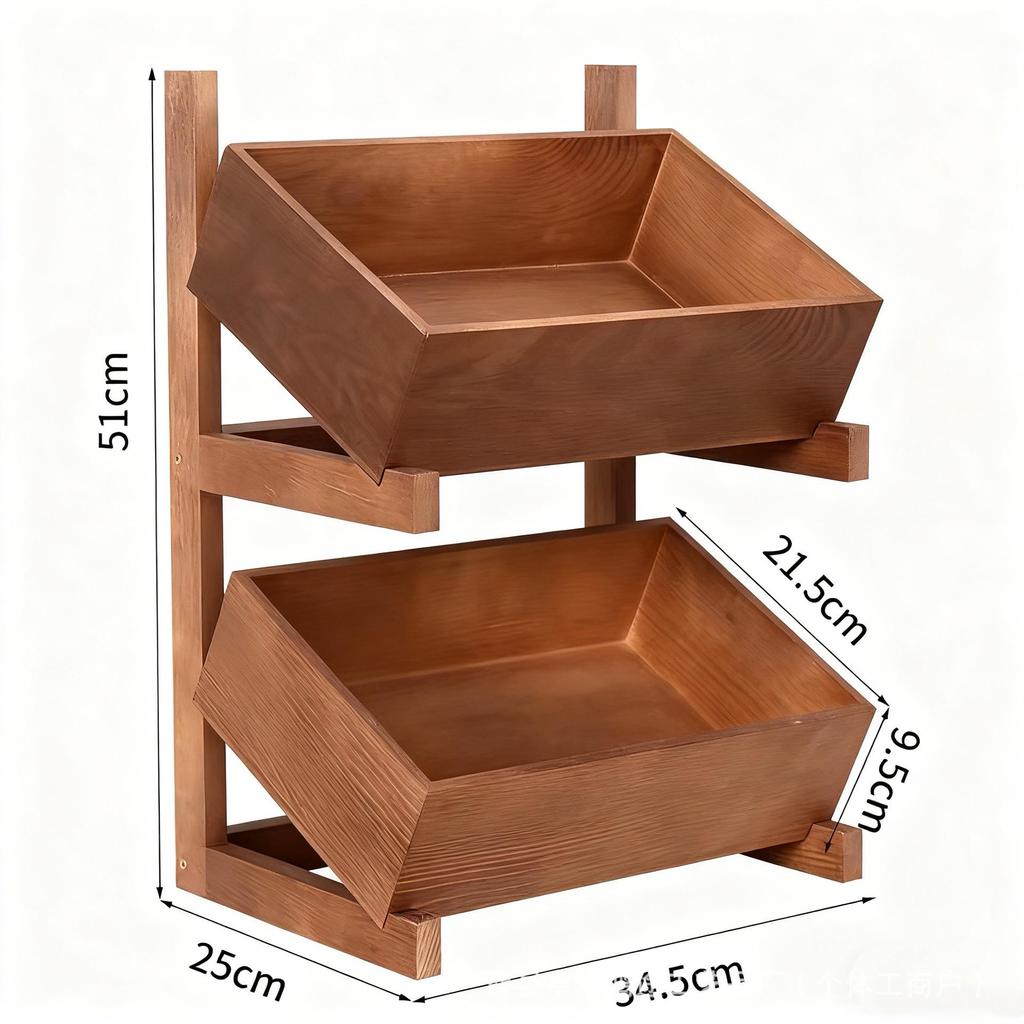 Three-Tier Solid Wood Floor-Standing Kitchen Storage Rack
