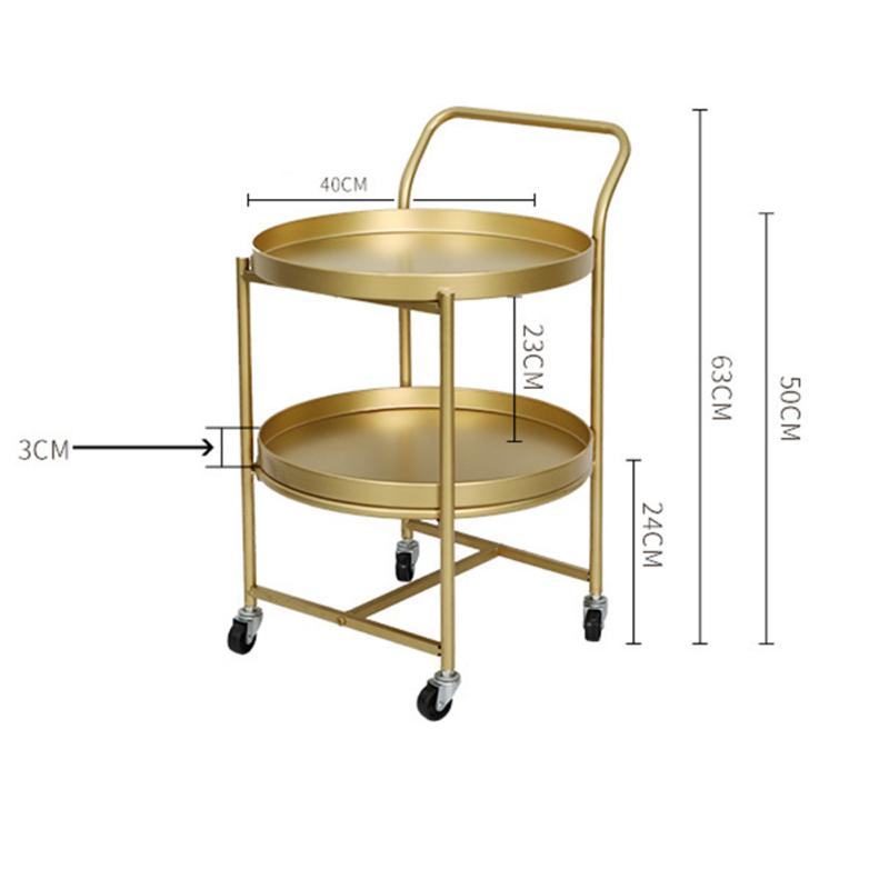 Runder doppelschichtiger Couchtisch mit radbeweglichem Wagen für Schlafzimmer und Wohnzimmer