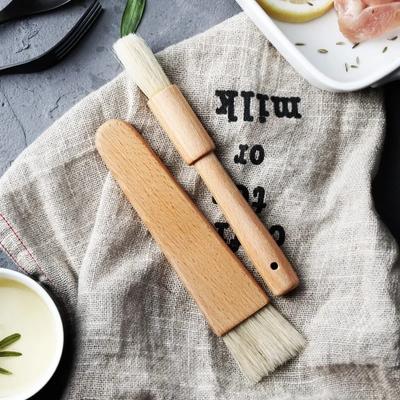 2Pcs Pastry Brushes Kitchen Oil Brush with Natural Bristle Wood Handle Basting Brush for BBQ Grill Cooking Pastry Baking Tools