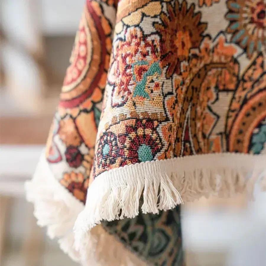 

Скатертина з білою бахромою і рослинним візерунком, що запобігає ошпаренню, американська прямокутна декоративна тканина для фону 45x80cm 1pcs