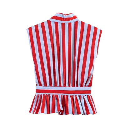 Nuova camicia a righe con fiocco alla moda da donna in stile europeo e americano 3091320