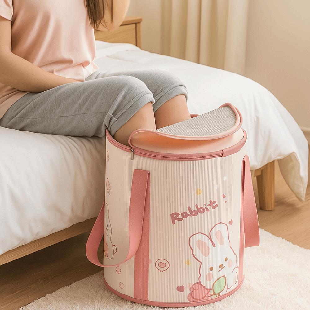 Rabbit Pattern Foot Bath Bucket Insulation Leak Proof Collapsible Foot Bath Heat Resistance Thickened Foot Soaking Bucket