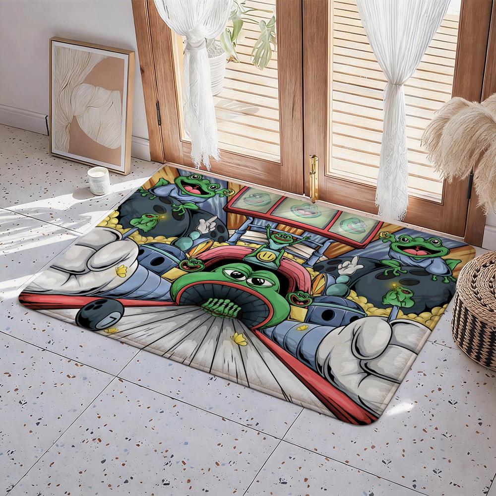 P Pepe The Frog Floor Mat Eco Flannel Doormat Non Slip Odorless Indoor Floor Rug Soft Short Plush Home Mat