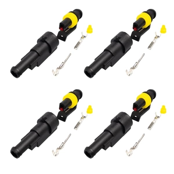 [Set of 4] 1 Pole Waterproof Coupler, 1 Pin Wiring Connector, For Cars, Motorcycles,