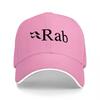Casquette de baseball noire avec logo Rab brodé Coupe classique Chapeau réglable Design style Aventure en plein air pour hommes et femmes