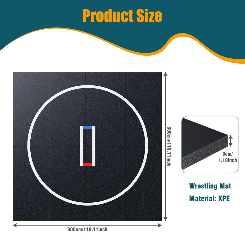 10x10' Wrestling Mat for Home Black Jiu Jitsu Wrestling Mats Durable Judo Mats for BJJ MMA Training Roll-Up Design Wrestling Mat
