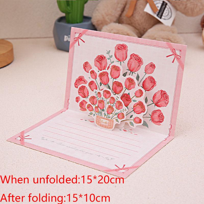 3D Bouquet Greeting Card Postcard Creative Gift Card Blessing Message Folding Card Student Stationery Supplies