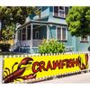 Large Crawfish Sign Banner Yellow Crawfish Sign for Restaurant Crawfish Party Supplies Decorations Craw Fish Yellow Flag - 9.8 x 1.6 ft