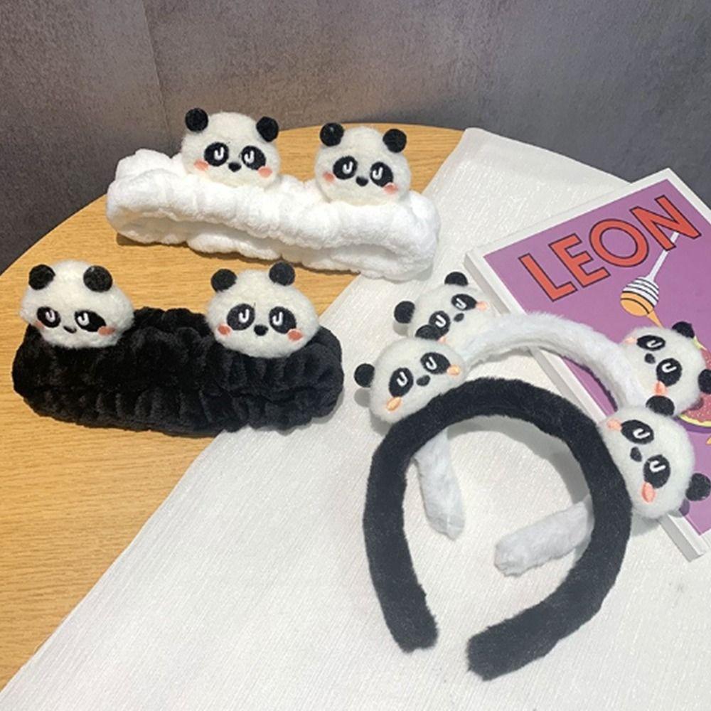 

Furry Plush Headband Kawaii Makeup Headwear Exquisite Panda Hair Hoop Girl Style F