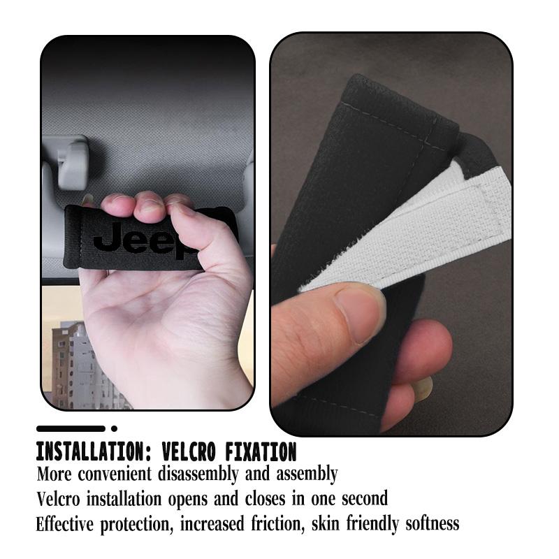 For Jeep Suede Car Roof Armrest Inner Door Pull Handle Protection Cover Cherokee Wrangler JK Gladiator Compass Renegade Patriot AJT1