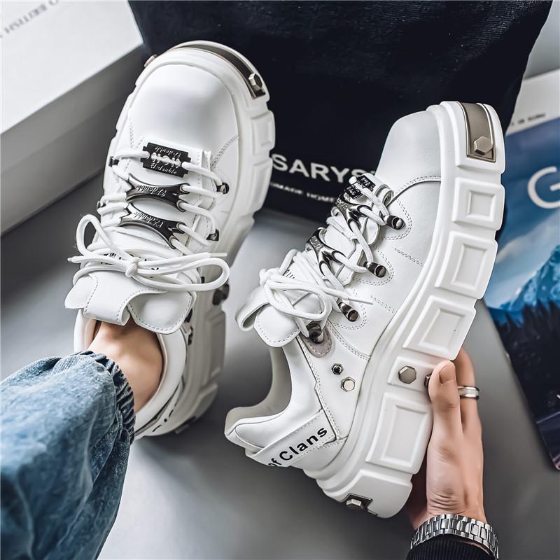Men's Metal Trend Platform Rivet Punk Skateboard Shoes Outdoor Non Slip Casual Lace Up Sports Shoes