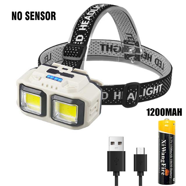 Lanterna de Cabeça LED Indução Potente 4 Modos de Iluminação Carregamento Tipo C Lanterna de Cabeça Externa À Prova D'Água Camping Pesca Farol