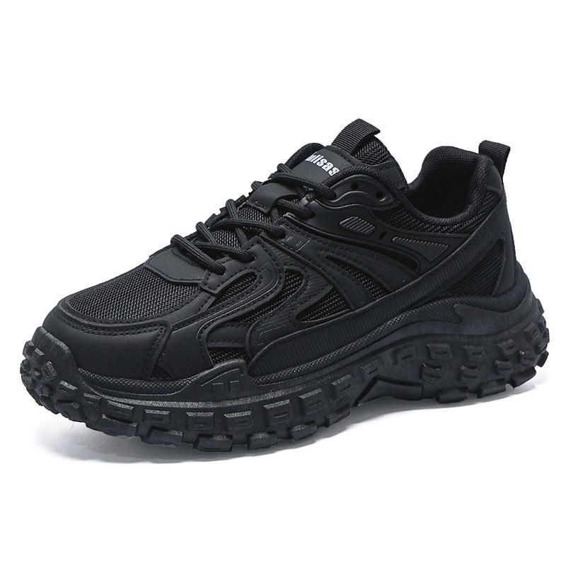 Spring Men's Casual Sports Shoes Breathable Mesh Lightweight Sneakers Outdoor Black Running Shoes Thick Sole Walking Shoes