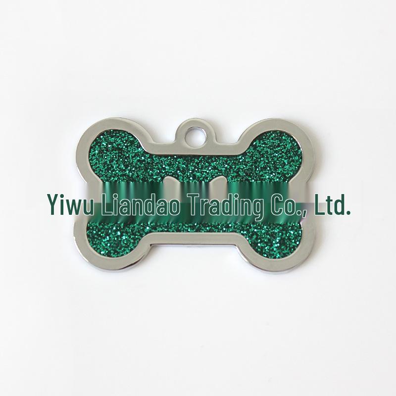 HC535 10-Color Glitter Dog Bone Metal Pet Tag Pendant