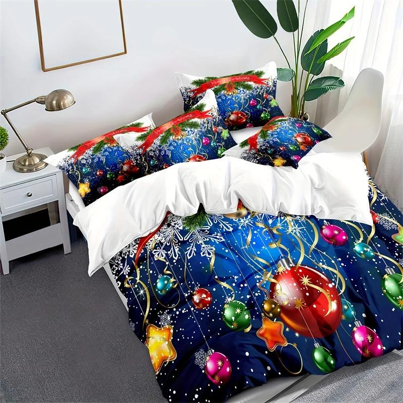 2/3pcs Christmas Theme Soft Duvet Cover Set, Xmas Tre Gift Print Decorative Beding Set, Soft Comfortable Soft Duvet Cover, for Bedrom