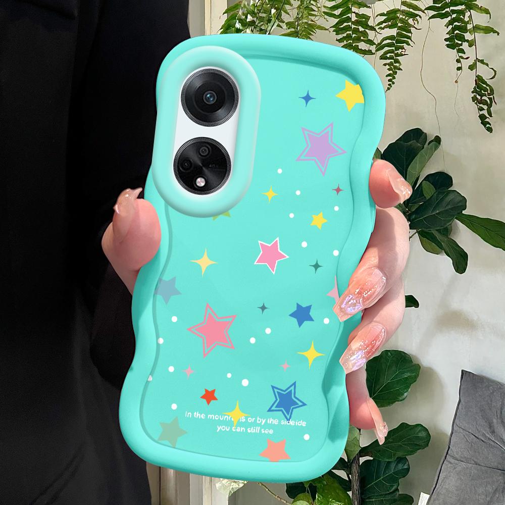 

Окрашенный узор Big Wave Edge Мягкий силиконовый материал Macaron чехол для телефона противоударный защитный резиновый чехол для OPPO Reno Realme OPPO A1K синий