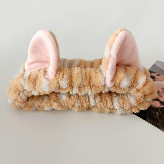 2Pcs/Set Women Hairband Wristband Set Cartoon Cat Ear Decor Soft Breathable Fabric Headband Wristband Set