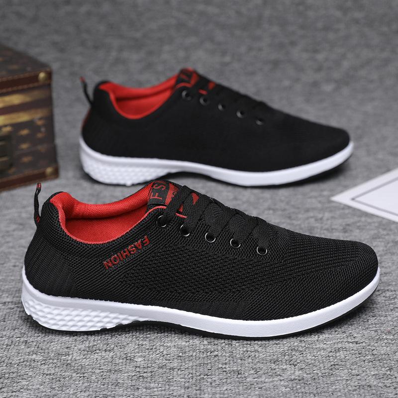 

Летающие плетеные мужские кроссовки 2025 года, новые модные кроссовки для бега, сетчатая дышащая спортивная обувь, универсальная мягкая подошва, модная повседневная обувь 44