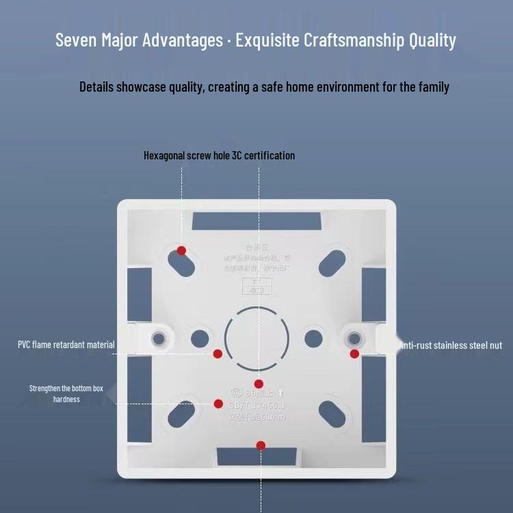 PVC86 Double Gang Flame Retardant Surface Mount Junction Box for Wall Switches and Decorations