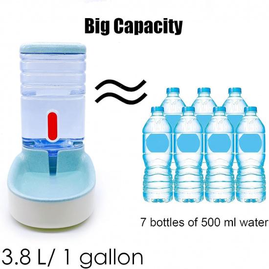 kathson Gravity Dog Water Dispenser Automatic Cat Drinking Water Station 1 Gallon Large Capacity Puppy Water Bowl for Small and Medium Dogs Cats Blue