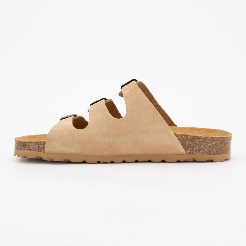 Mules triple boucle cuir couleur kaki Femme I AM