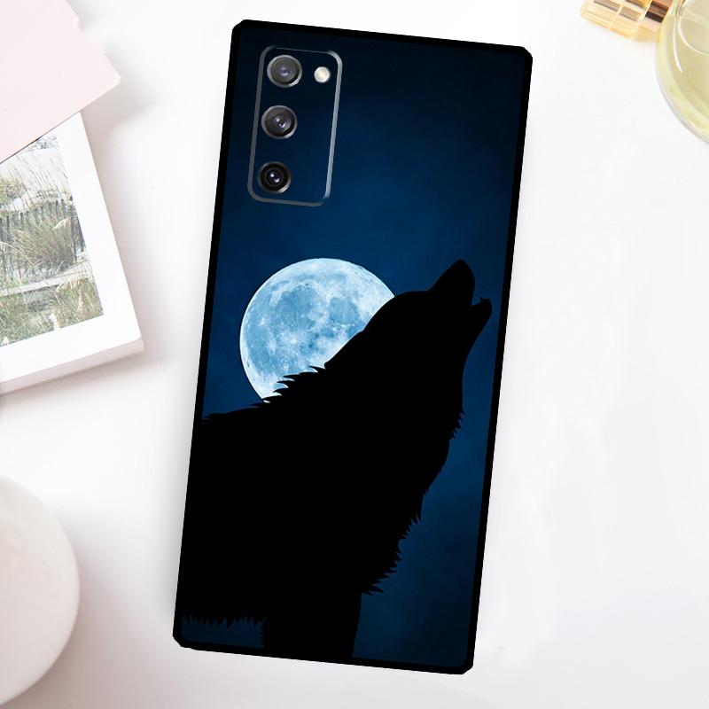 Moon Roaring Wolf Case For Samsung Galaxy S24 Ultra S21 S22 S23 Plus S20 FE S8 S9 S10 Note 10 20 Ultra Cover