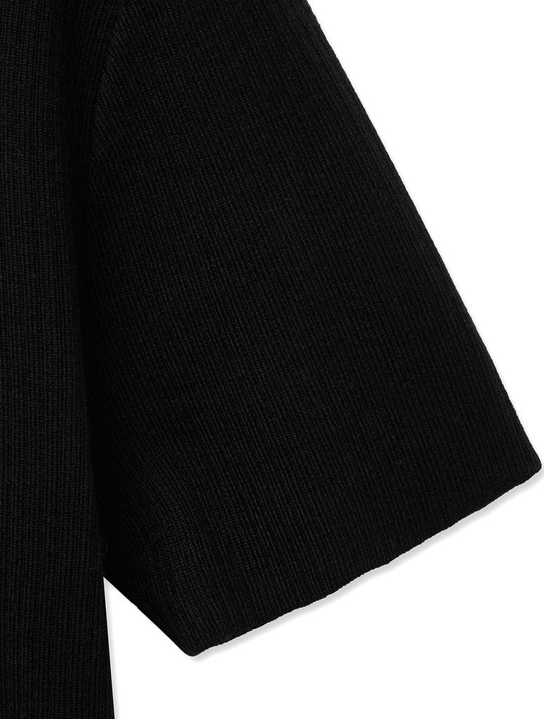 NOIRER Layered V-Neck Half Knit (Black)