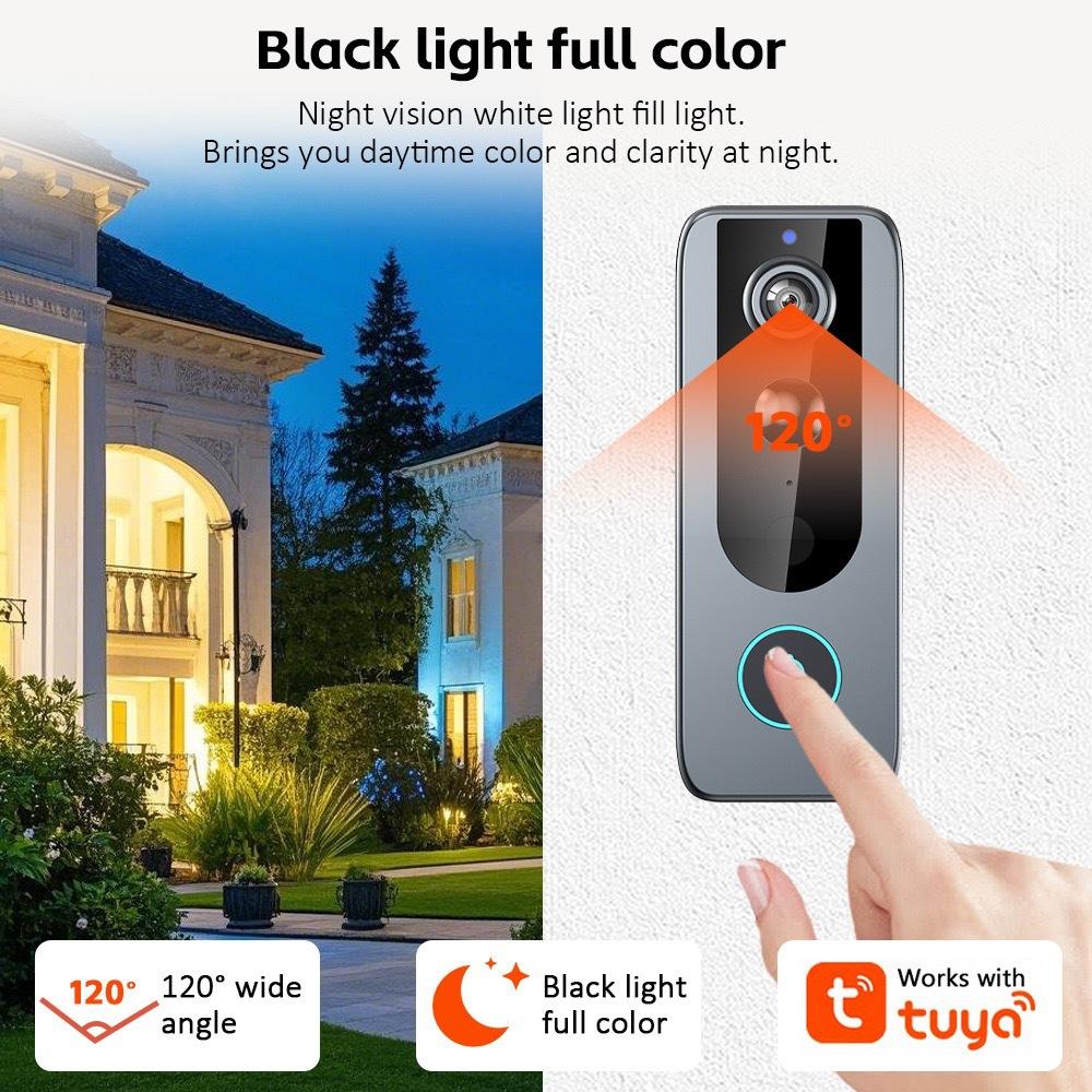 Tuya Smart WiFi Video Doorbell, Wireless Two‑Way Intercom HD Night Vision Remote Home Security Monitor