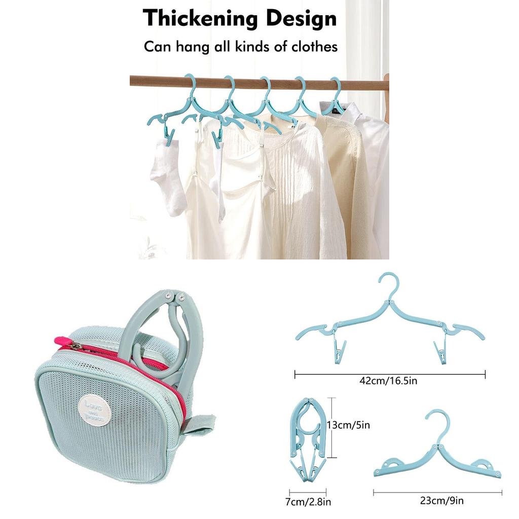 Portable Travel Collapsible Plastic Clothes Hanger With Storage Bag For Suitcase And Dorm Use
