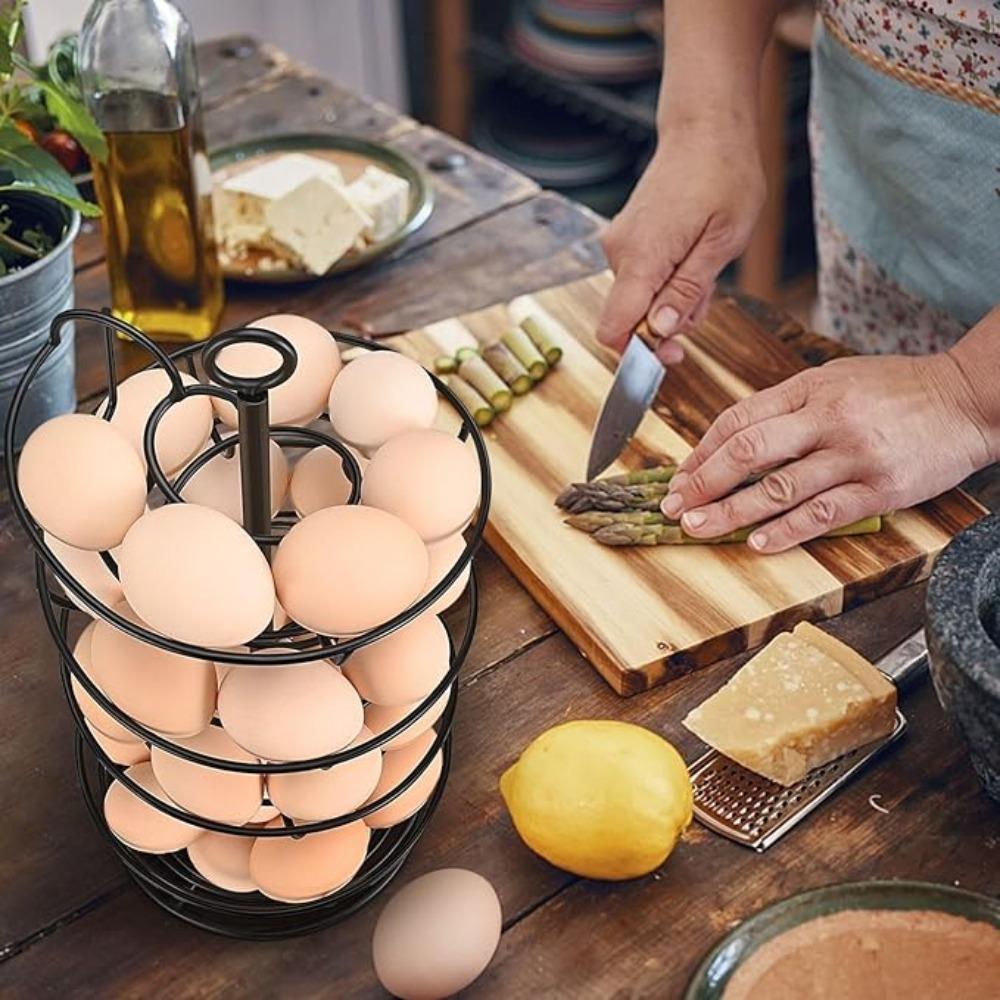 Stable Base Egg Storage Rack Save Space Metal Egg Dispenser Spiral Egg Holder  Countertop