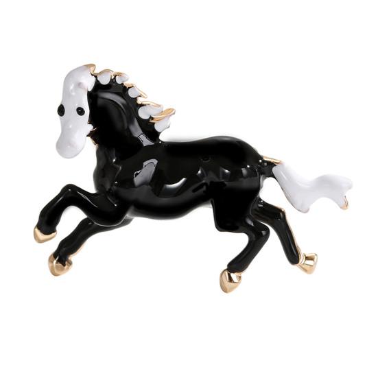 Brooch Horse-Themed Zine Alloy Brooch with Inlaid Crystals Enamel Faux Pearls Fairy Tale Badge Artistic Accessories