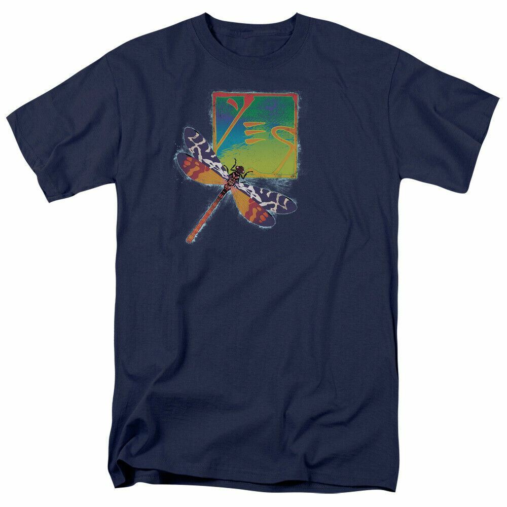 Yes Dragonfly T Shirt Mens Licensed Rock Band Tee Navy L