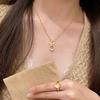 Natural chalcedony pendant exquisite brushed bowknot necklace for Women light luxury collarbone chain wedding  gift