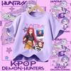 Kpop Demon Hunters T-shirt for Kids, Short Sleeve T-shirt for Girls, Saja T-shirt , Kpop Demon Hunters T-shirt, Family Clothing
