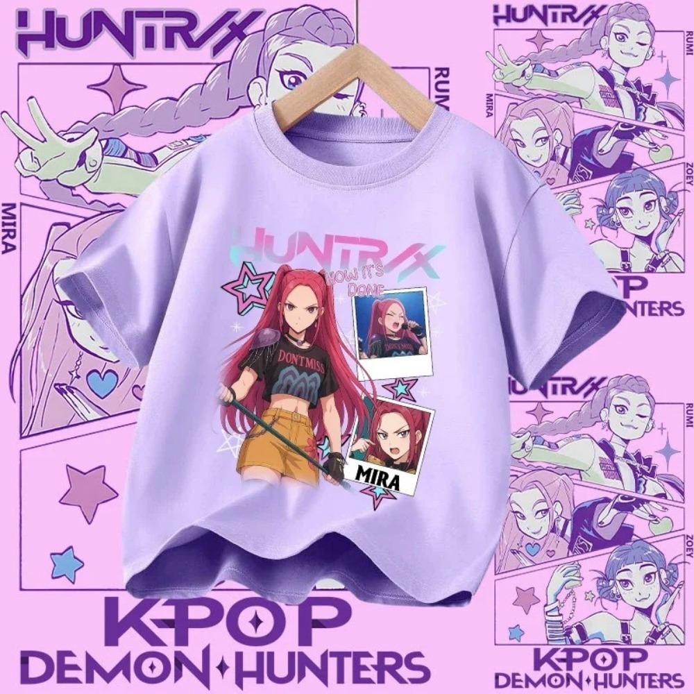 Kpop Demon Hunters T-shirt for Kids, Short Sleeve T-shirt for Girls, Saja T-shirt , Kpop Demon Hunters T-shirt, Family Clothing