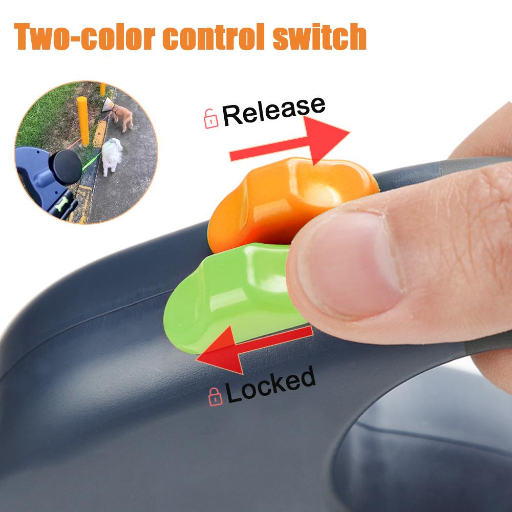 Retractable Dual Dog Leash With Flashlight For Small Dogs Walking Automatic 360°No Tangle Pet Traction Rope Belt Waste Bag Box