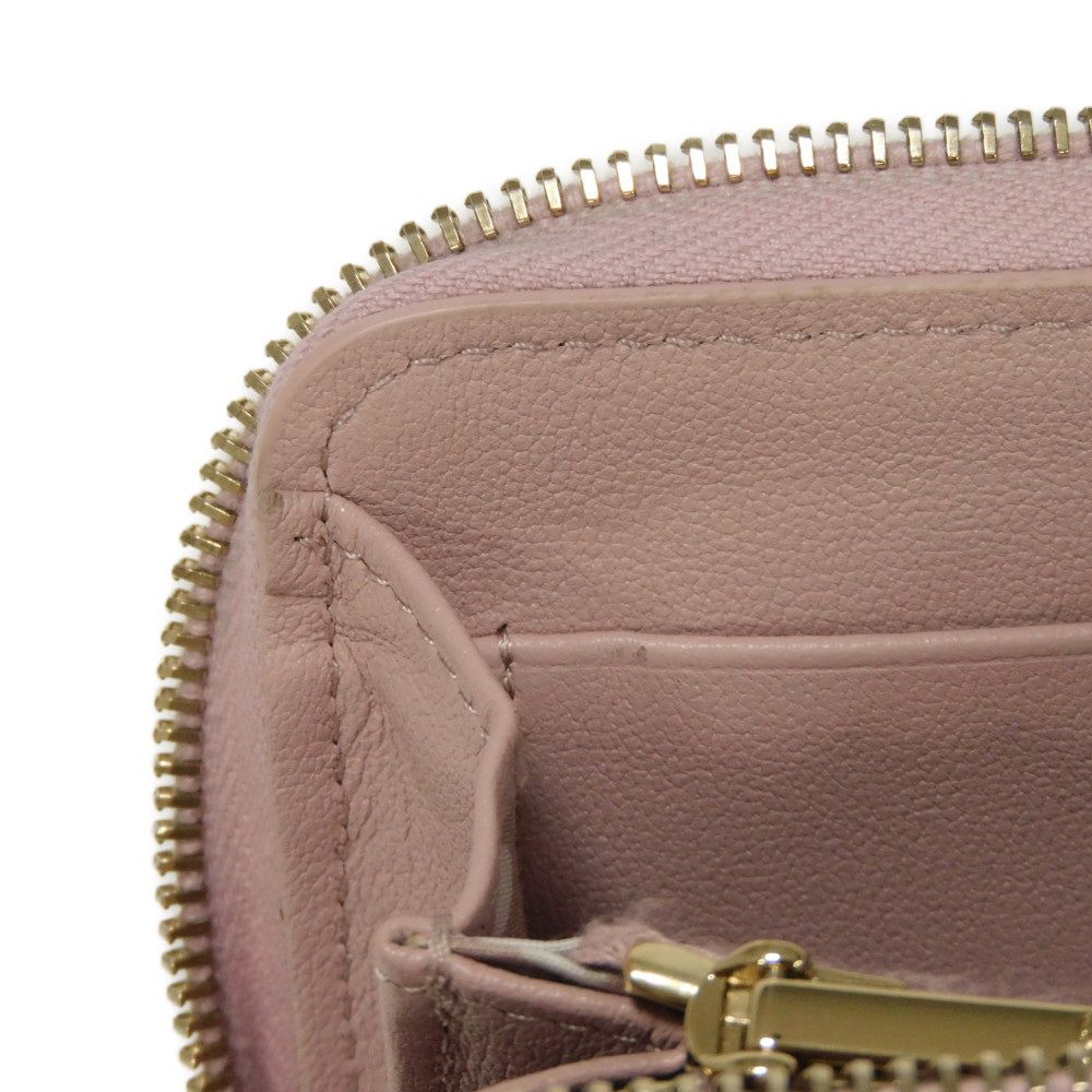 Used 10097 Coco Pearl Zip Coin Purse AP3811 7943 COCO Mark CC Mark Dots Random Matelasse Pink Beige Women's from Japan